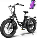 Hiboy EX6 20' Fat Tire Electric Bike for Adults, 500W Motor 25MPH, 41 Mi Pure Electric, 48V 14.5Ah Removable Battery, Shimano 7-Speed All-Terrain Snow Beach Mountain Ebike with Front Suspension