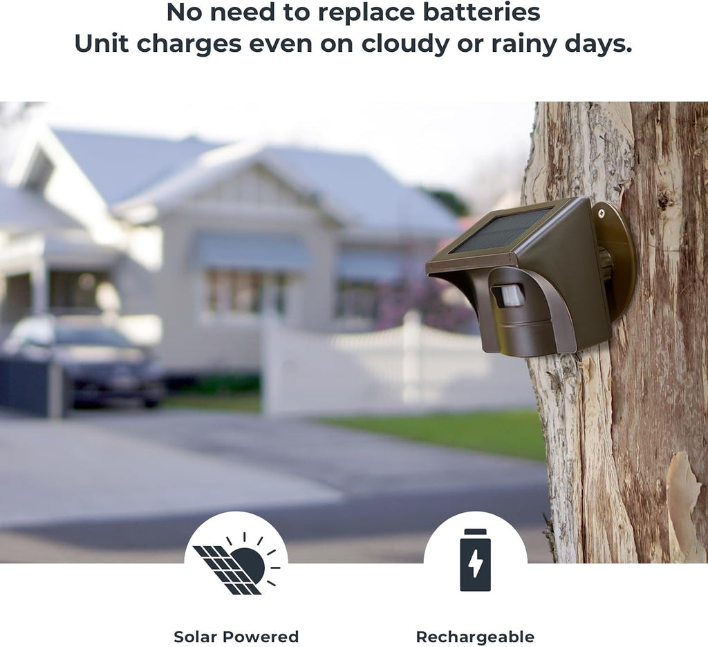 eMACROS Solar Wireless Driveway Alarm System (1/2 Mile Range, 1 Receiver & 3 Solar Sensors) - Weatherproof Outdoor Motion Detector for Farm, Long Driveway & Property Security