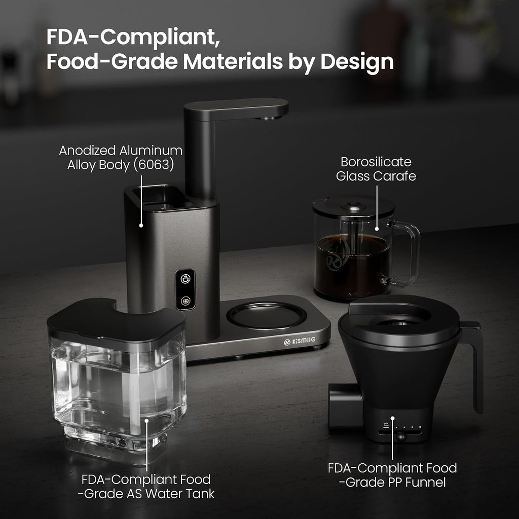 Kismile SCA-Certified 8 Cup Drip Coffee Maker, Pour Over Coffee Machine with 3s Instant Heat 197–205℉, Adjustable Flow Control, Removable Water Tank, Deep Cold Brew & 40 Min Keep Warm (Light Grey)