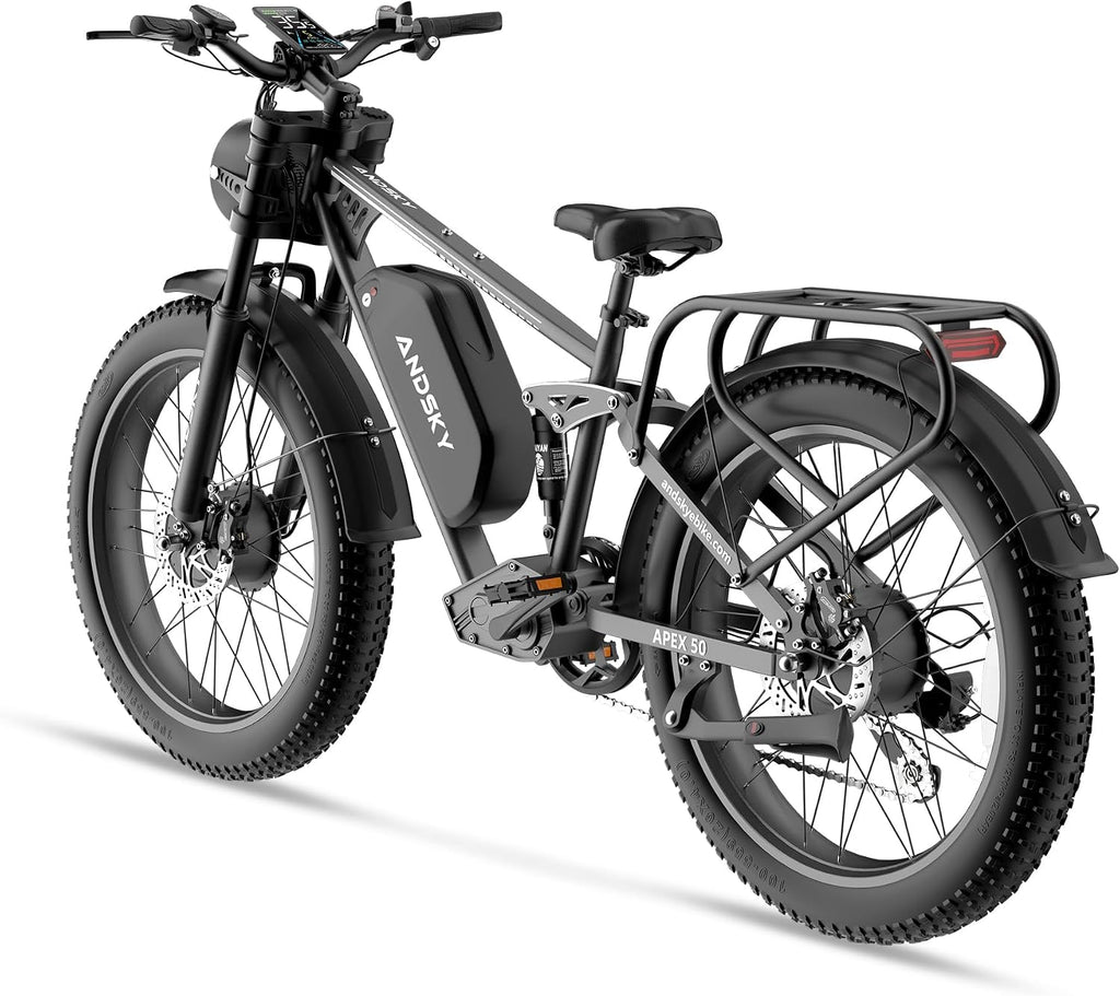 9000W Peak Dual Motor Electric Bike for Adults, 52V/48V 26' Fat Tire Full Suspension, 40-47MPH & 110 Miles, Hydraulic Brakes, UL2849