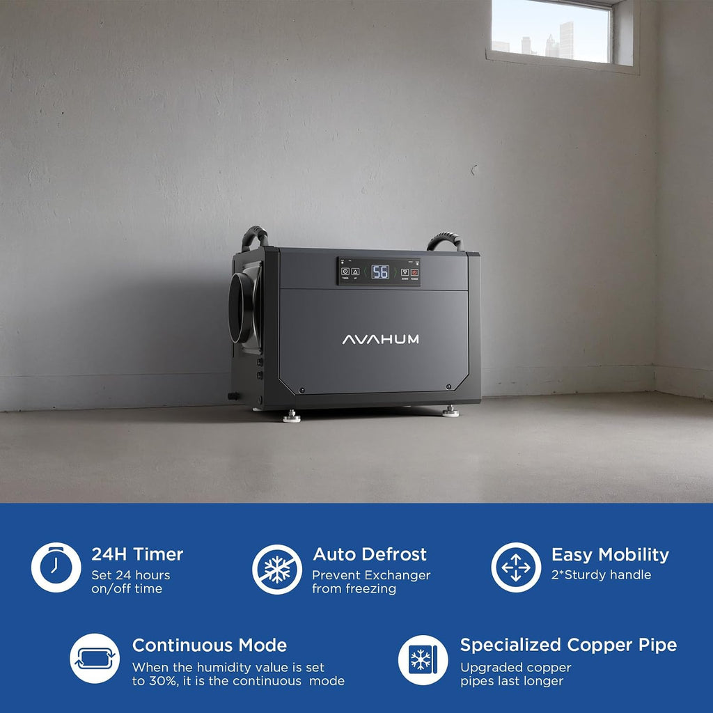 120 Pint Crawl Space Dehumidifier Commercial Dehumidifier for Basement,Whole House with Drain Hose for Crawl Space, Attic, Garage, Home, Industrial, Water Damage,Water Damage Unit,Auto Defrost