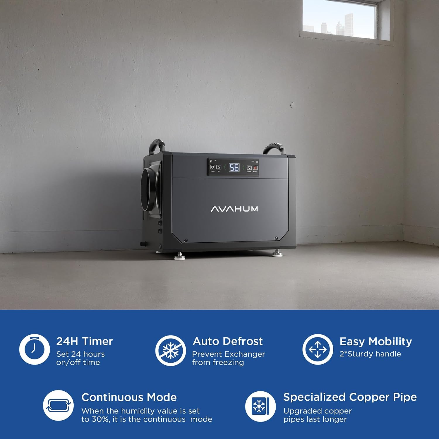 120 Pint Crawl Space Dehumidifier Commercial Dehumidifier for Basement,Whole House with Drain Hose for Crawl Space, Attic, Garage, Home, Industrial, Water Damage,Water Damage Unit,Auto Defrost