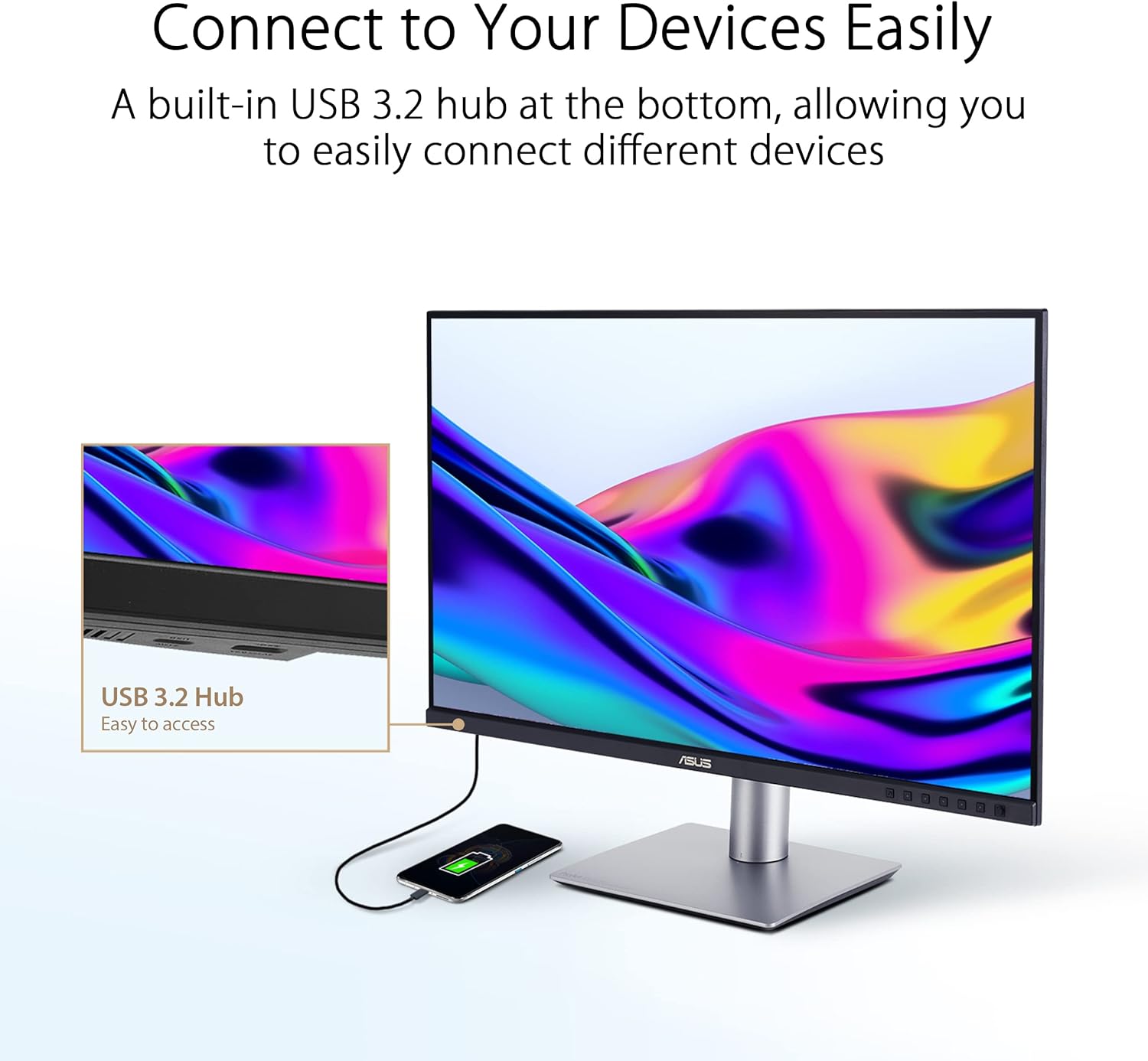 ASUS ProArt Display 27' 4K HDR Professional Monitor (PA279CRV) - IPS, UHD (3840 x 2160), 99% DCI-P3/Adobe RGB, ΔE < 2, Calman Verified, USB-C PD 96W, DisplayPort, Daisy-Chain, Ergonomic, 3yr Warranty