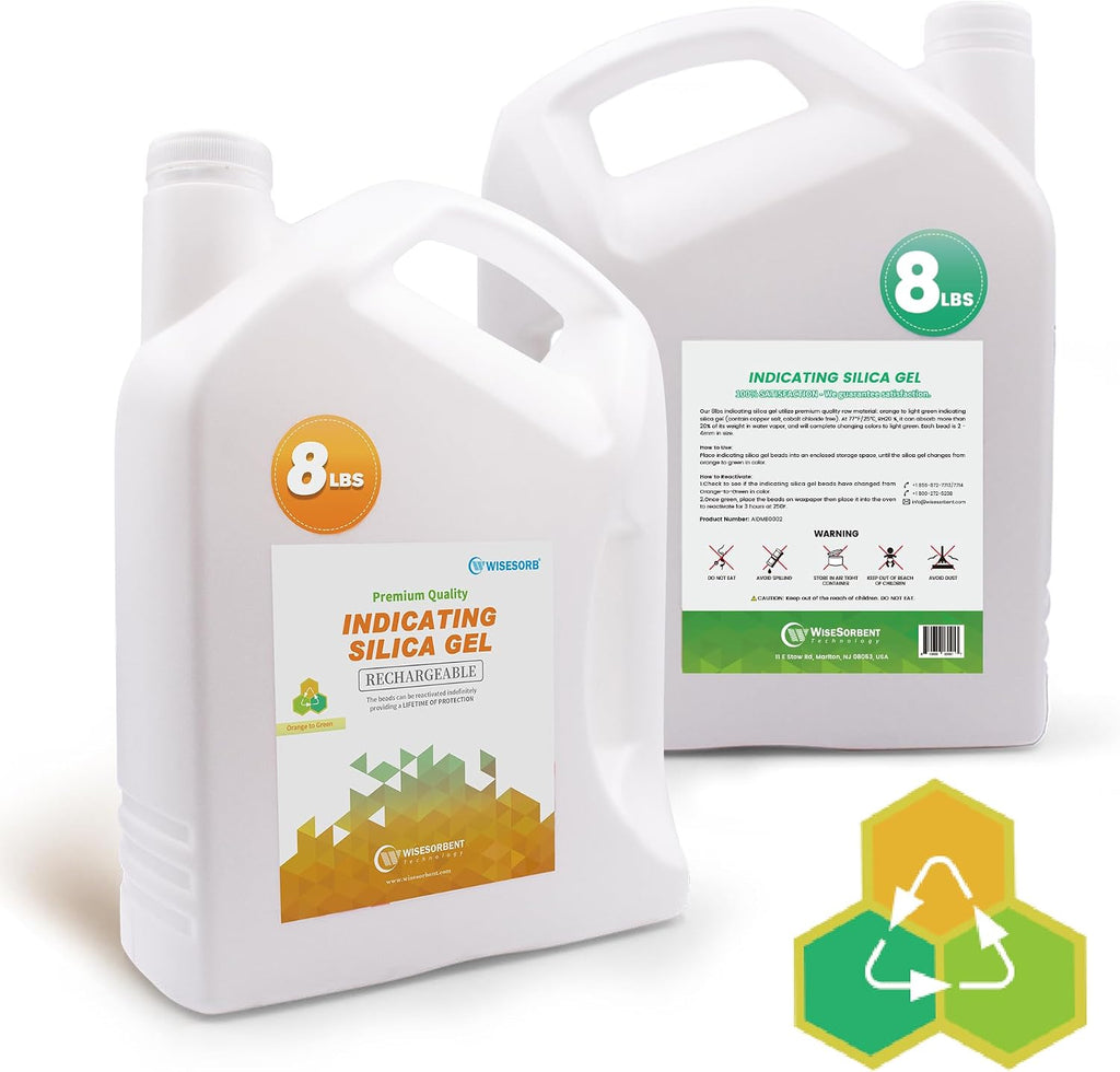 Wisesorb Silica Gel 40LBS, Indicating Silica Beads (Orange to Green), Reusable Silica Gel Desiccant Dehumidifier