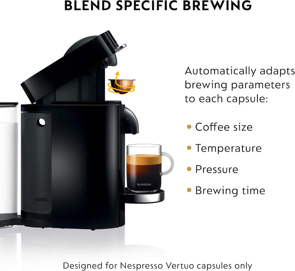 Nespresso VertuoPlus Deluxe Coffee and Espresso Machine by De'Longhi, 37 Oz, Black