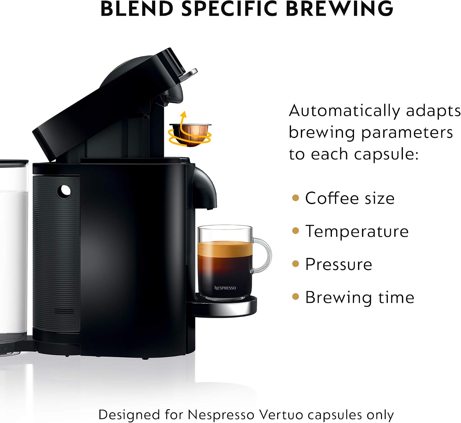 Nespresso VertuoPlus Deluxe Coffee and Espresso Machine by De'Longhi, 37 Oz, Black