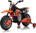 12V Kids Motorcycle w/Treaded Tires, 3.1mph Top Speed Electric Bike for Kids, Training Wheels, Music & Bluetooth, Spring Suspension, Age 3-8 Year Old, Orange