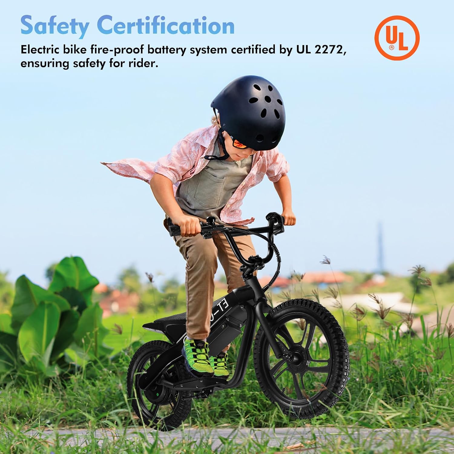 Kids Electric Bike, 350W Motor, 15.5 MPH, 36V 5.2Ah, 10 Miles, 16' Tires, Dual Braking System, Suitable for Riders Aged 6 and Above, Youth Off-Road Electric Bicycle