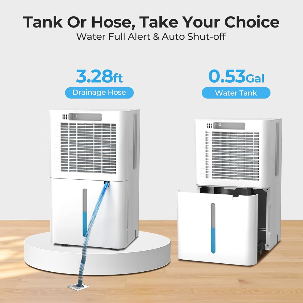 Electactic 25 Pint Dehumidifier for Bedroom Bathroom Basement, 38dB Quiet, Precise Humidity Control, 3 Modes, Drain Hose & 0.53 Gal Water Tank, Small 1800 Sq.ft Dehumidifiers for Apartment RV Dorm