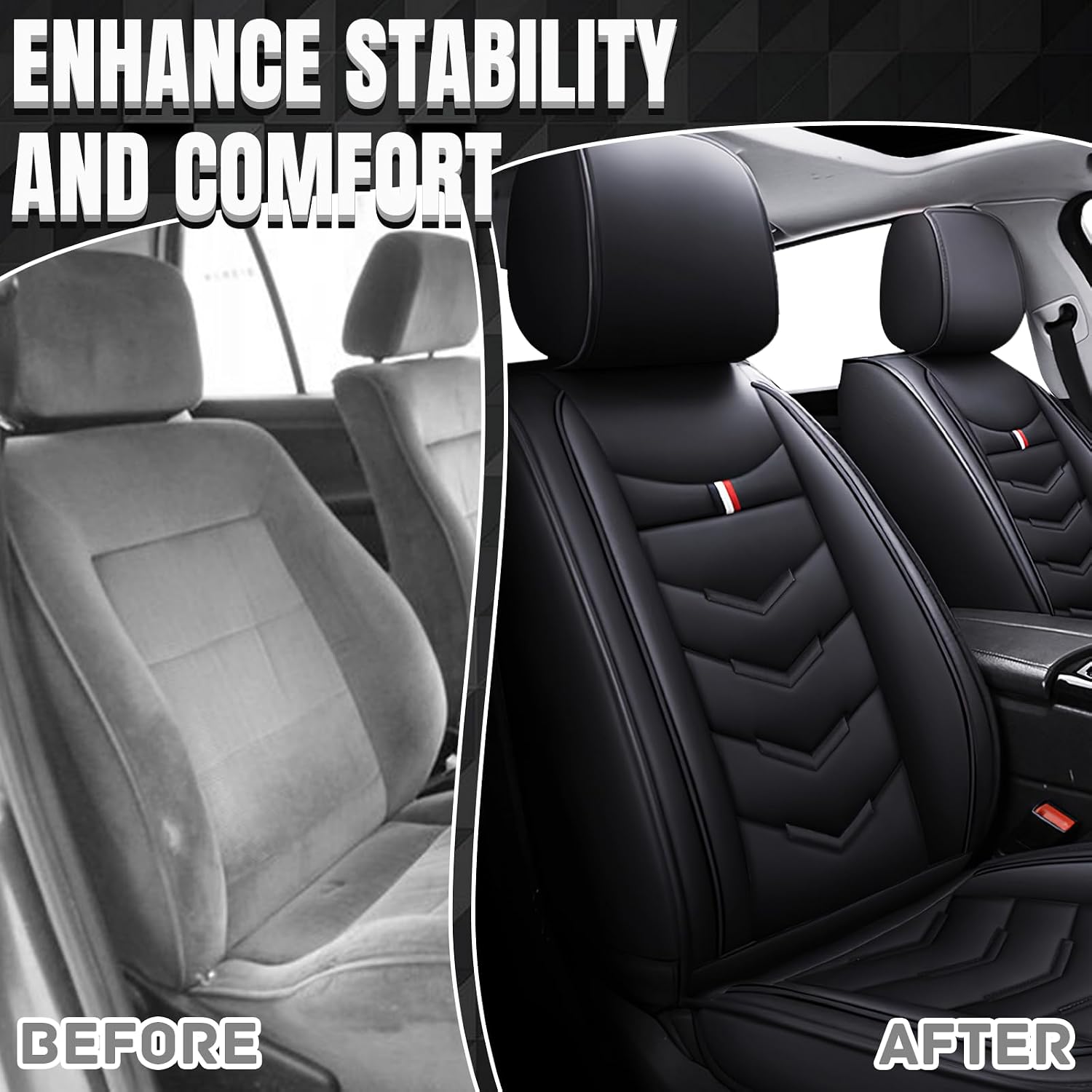 Car Seat Covers Fit for Toyota Highlander 2001-2025, Leather Seat Covers for Car, Waterproof Non-Slip Durable Car Seat Protector(2 Seats,Black)