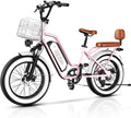 Electric Bike for Adults, 20'x 4' Fat Tire 35MPH Cargo Ebike with Seat, 1450W Peak 2 Seater Commute Bike with 48V 20AH Removable 960WH Battery, 80 Miles Max Range 7-Speed Step-Thru Electric Bicycle