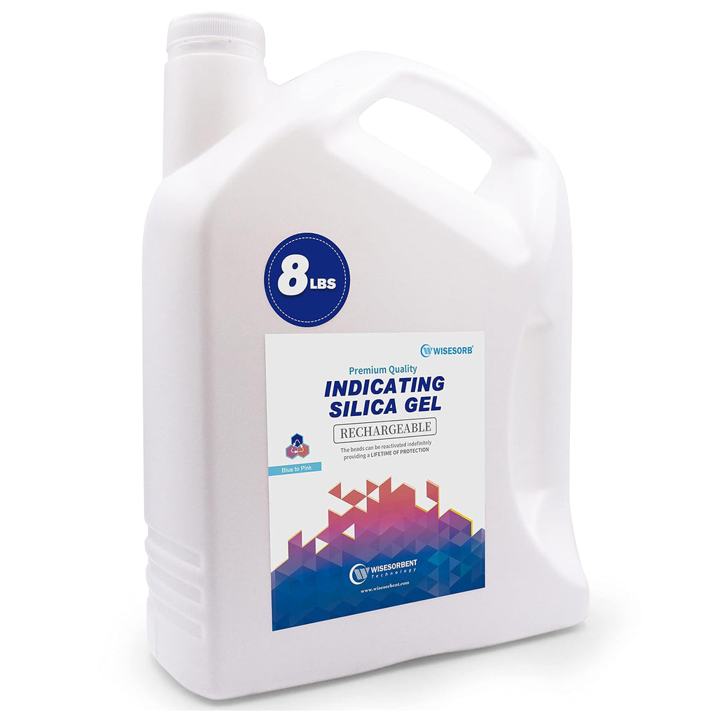 Wisesorb [Net Weight 32LBS] Blue Indicating Silica Gel Beads Desiccants - Rechargeable Desiccant Beads Silica Beads (Blue to Pink, 4 Packs of 8LBS)