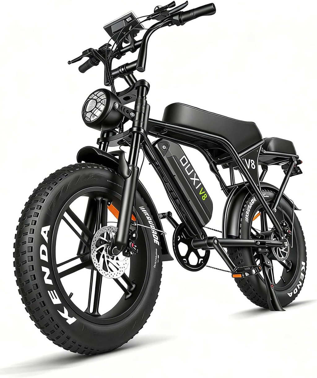 OUXI V8 Series Electric Bike for Adults, Ebike Peak 500W/1000W, 20/31 MPH, 10.4/15/30 AH Removable Battery, 16''/20' Fat Tire Electric Bike, 7-Speed Gear Electric Bicycles, Dual Disc Brakes