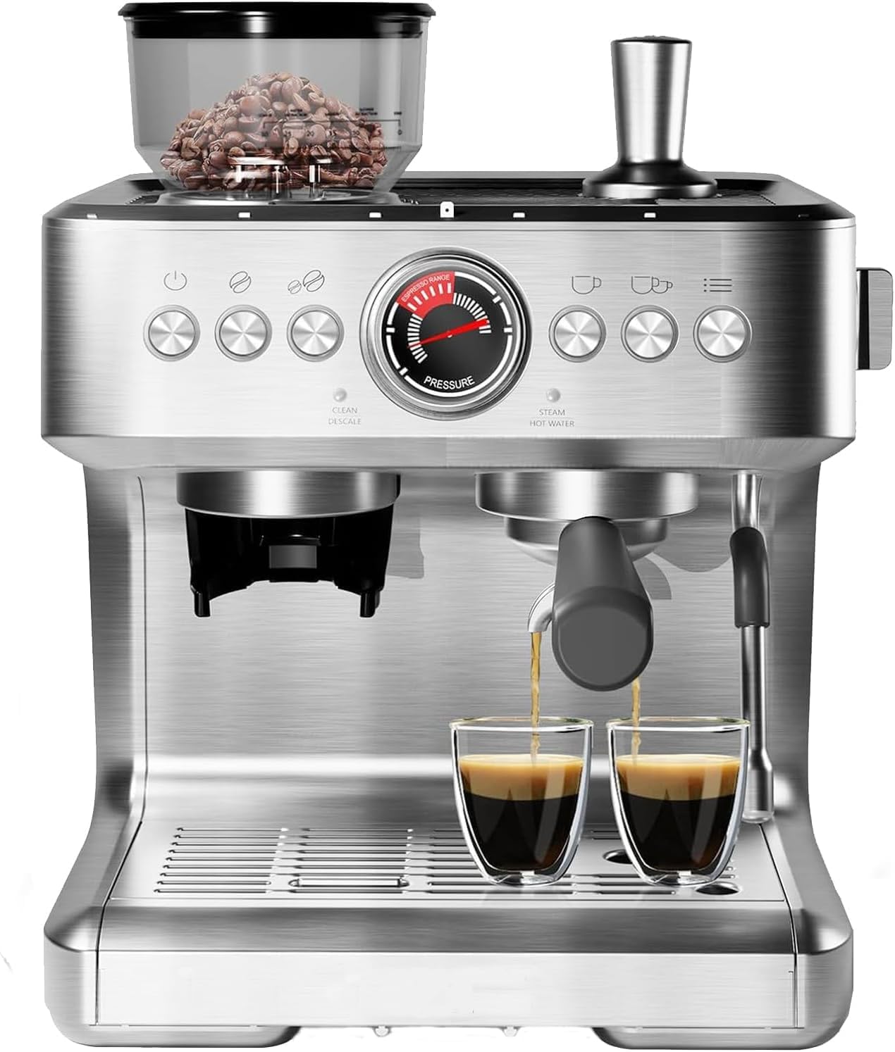 Garvee Espresso Machine with Grinder & Milk Frother, 20 Bar Professional Pressure & 95Oz Large Water Tank, Semi-Automatic Coffee Maker for Cappuccino/Latte/Macchiato, Design for Home Barista
