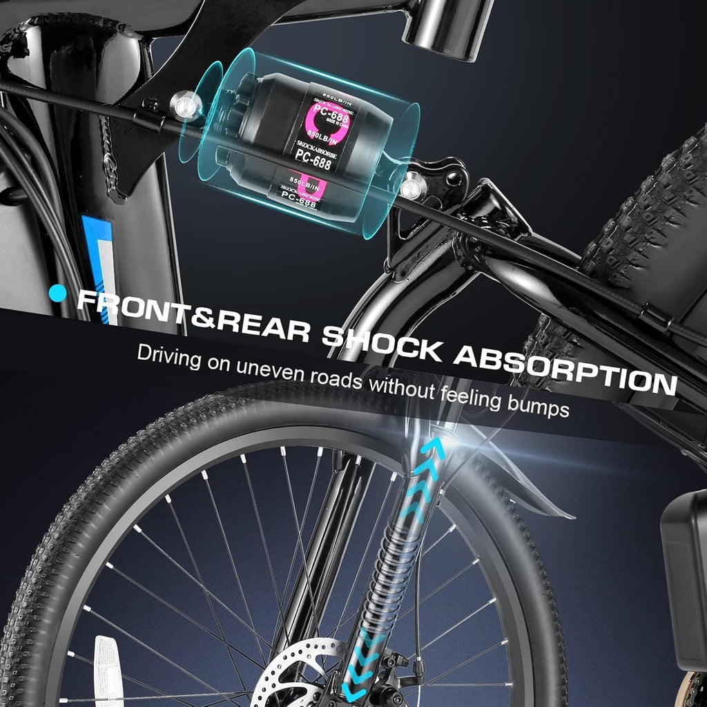 Vivi Electric Bike for Adults, 749W Peak Folding Electric Mountain Bike 26'' Commuter Ebike 20MPH Foldable Ebike Adult Electric Bicycles with Battery, Dual Shock Absorber, SGS Certified to UL2849