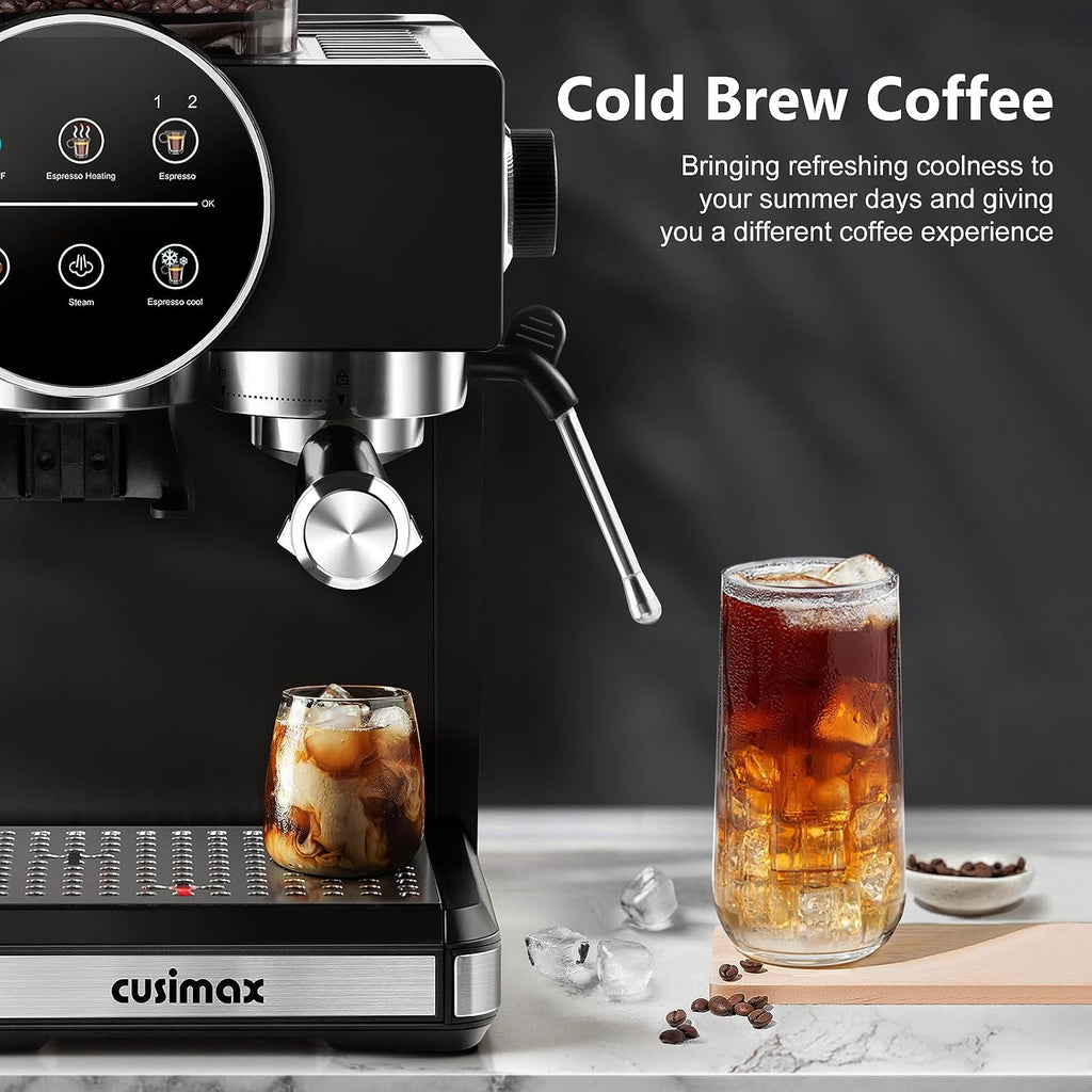 Espresso Machine with Grinder, 20 Bar Professional Expresso Coffee Machines with Milk Frother Steam Wand, Espresso Maker with 60oz Removable Water Tank, Cappuccino & Latte Machine for Home (Dark-Pro)
