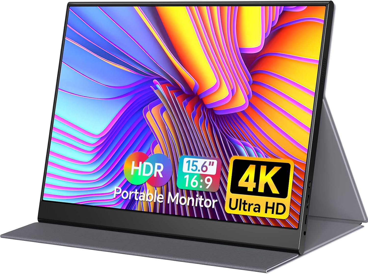 WGK True 4K Portable Monitor - 15.6inch UHD 3840×2160 100% sRGB USB-C HDMI External Second Monitor Portable IPS Screen Computer Display with Speakers for Laptop MacBook Switch PS5/4 Xbox