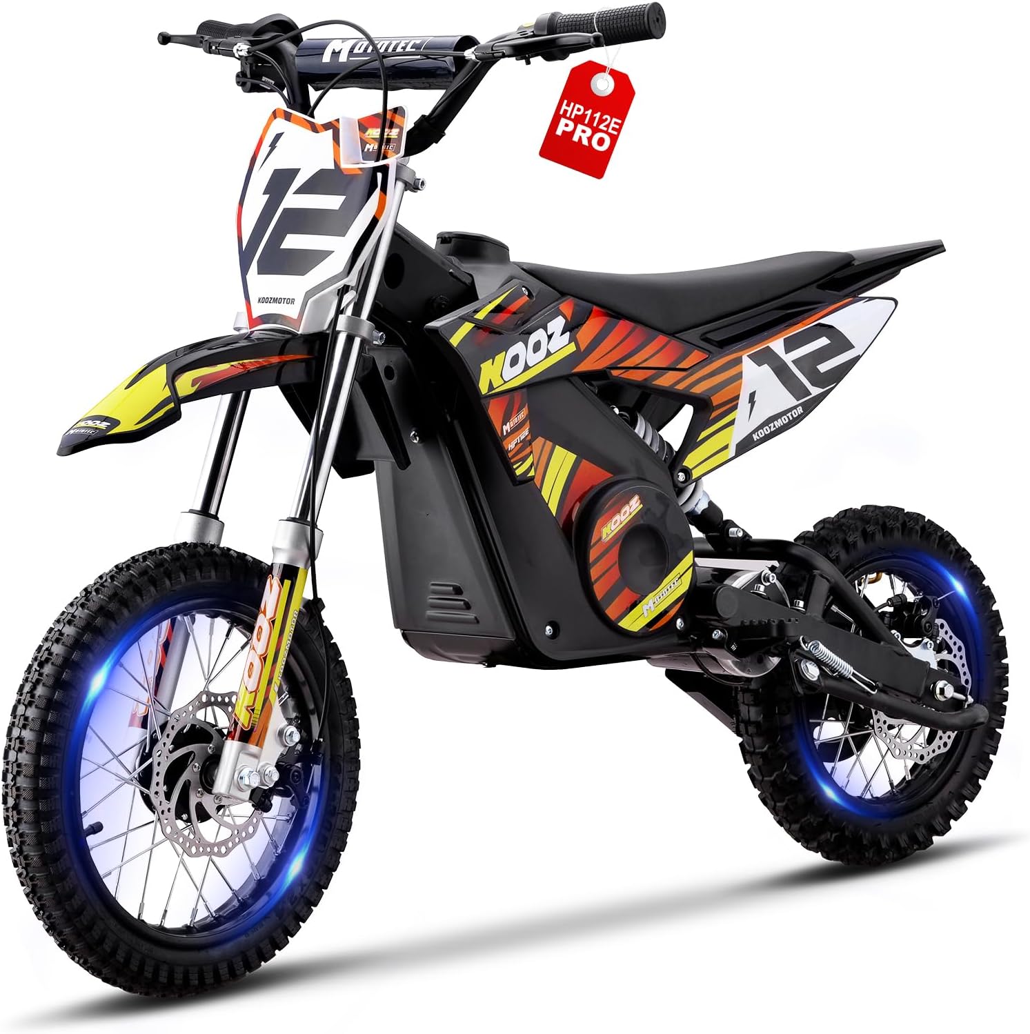 KOOZ HP112E PRO 36V 1000W Electric Dirt Bike for Kids, 3 Speed Modes Teen Electric Motorcycle Up to 20.6 MPH& 19 Miles Long-Range, Dual Suspension & Disc Brake, 16' Sturdy Tire