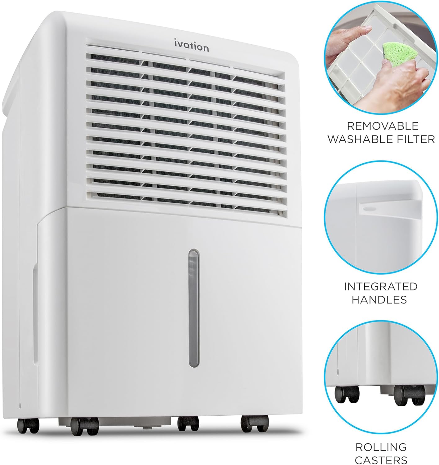 Ivation 4,500 Sq Ft Dehumidifier with Pump, Large Capacity Compressor Includes Programmable Humidity, Hose Connector, Auto Shutoff and Restart and Washable Filter (4,500 Sq Ft W/Pump)