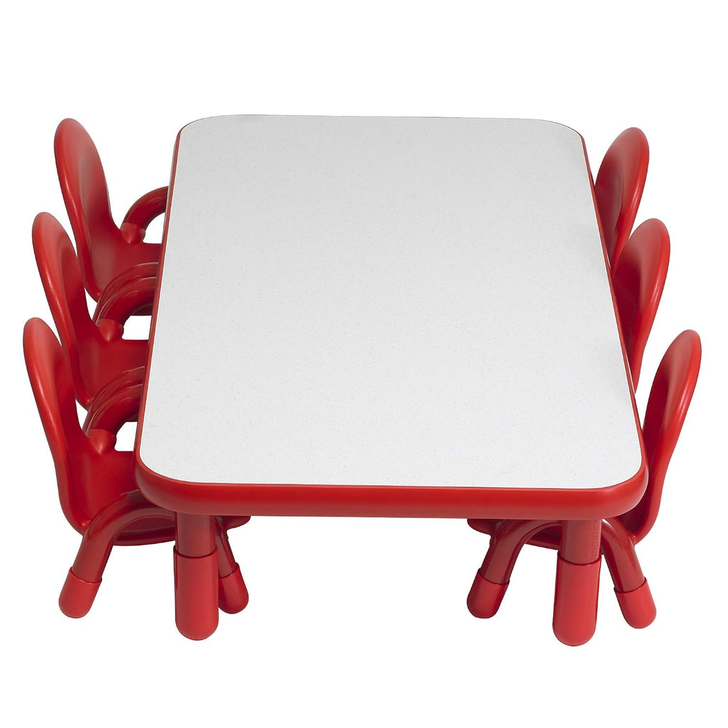 Children's Factory BaseLine Toddler Table & 6 Chairs Set, Daycare Seating for Toddlers, Toddler Desk & Chairs, Red