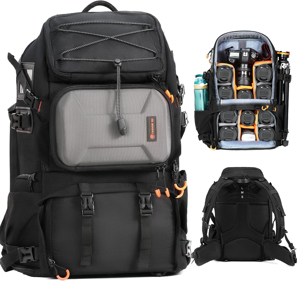 TARION Extra Large Camera Backpack - Professional DSLR Drone Bag 17.3 Laptop Compartment - Hardshell High-Density Foam Protection with Rain Cover PB02