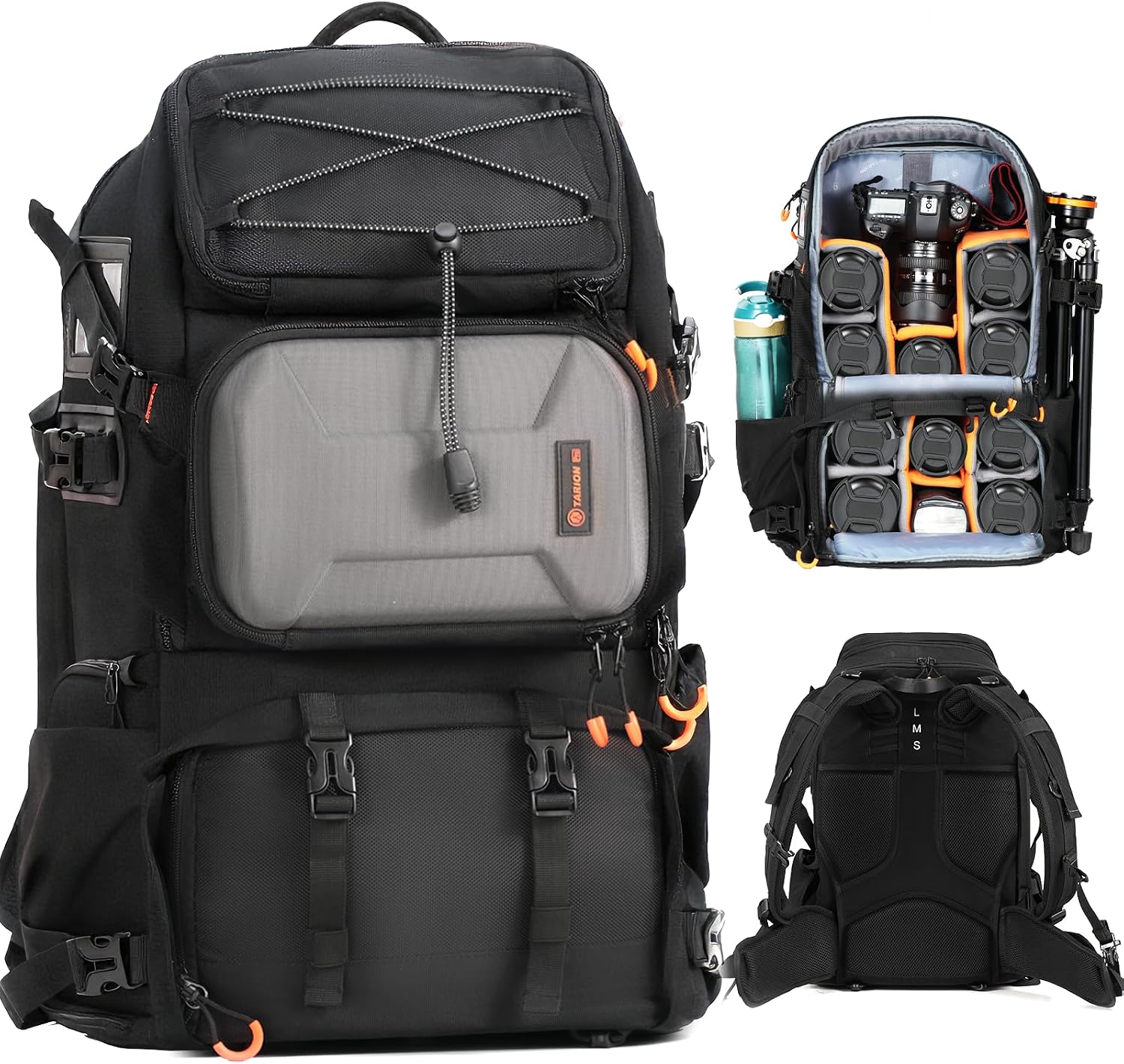 TARION Extra Large Camera Backpack - Professional DSLR Drone Bag 17.3 Laptop Compartment - Hardshell High-Density Foam Protection with Rain Cover PB02