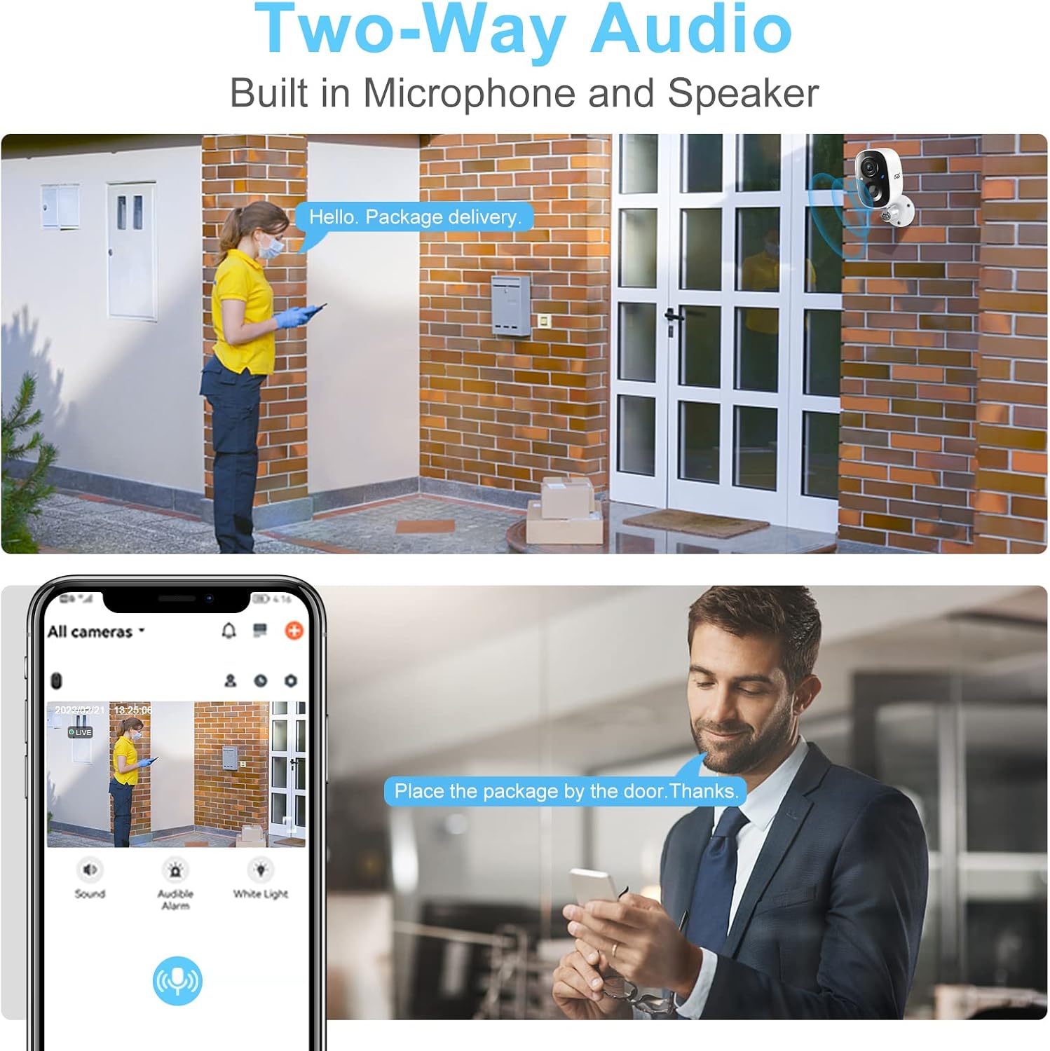 DCT 2Pcs Security Camera Wireless Outdoor, Battery Powered WiFi Surveillance Cameras for Home Security Outside, 2K Color Night Vision AI Motion Detection Siren Alarm Spotlight 2-Way Talk Waterproof