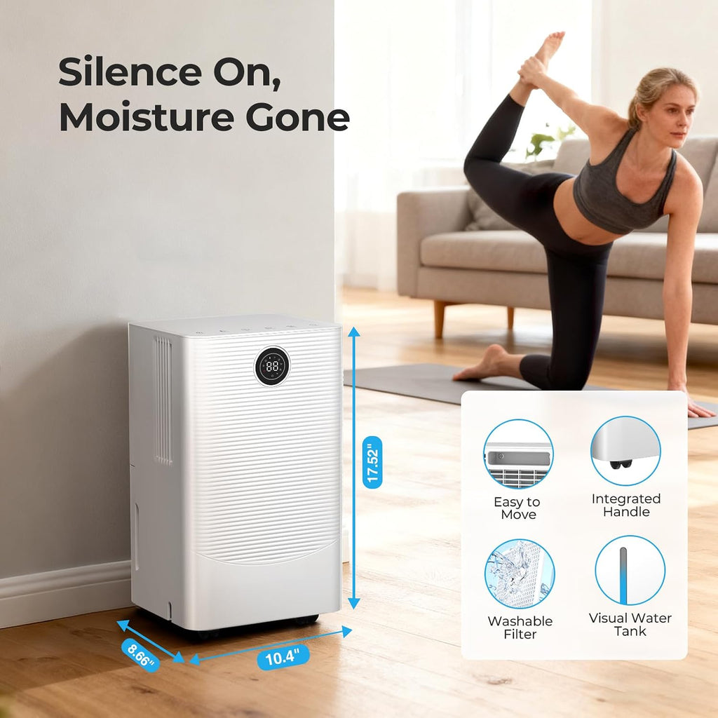 Electactic 25 Pint Dehumidifier for Bedroom Bathroom Basement, 38dB Quiet, Precise Humidity Control, 3 Modes, Drain Hose & 0.53 Gal Water Tank, Small 1800 Sq.ft Dehumidifiers for Apartment RV Dorm