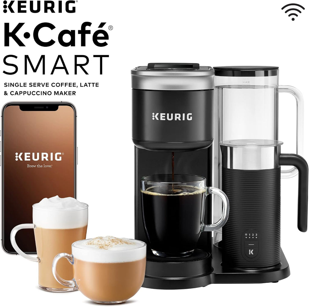 Keurig K155 Office Pro & K-Cafe SMART Single Serve K-Cup Pod Coffee Maker, Latte & Cappuccino Maker, 60 oz, Silver & Black