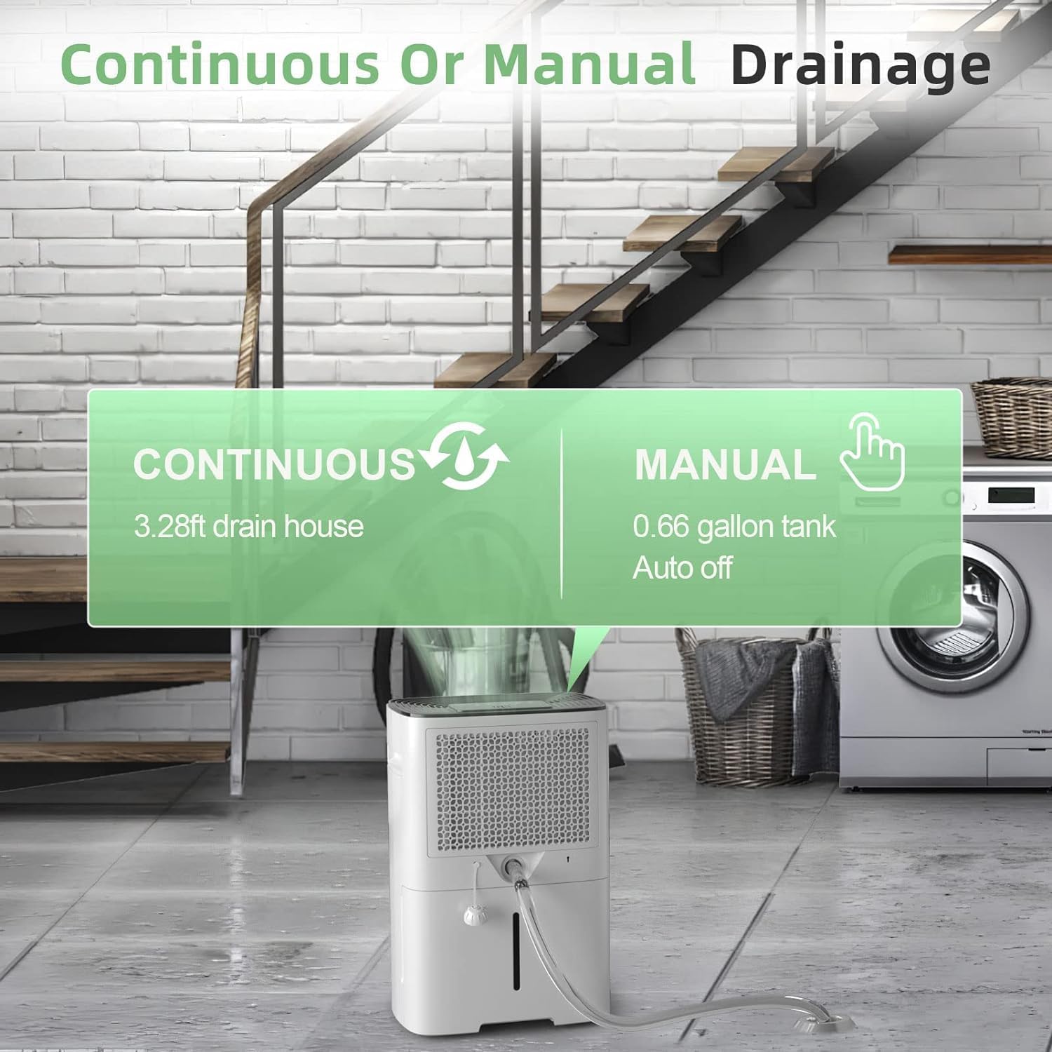 HOGARLABS Smart Dehumidifiers for Home and Basements, with 3 Working Modes, Overflow Protection, Dehumidifier with Drain Hose and Digital Control Panel. (50 Pints for basement)