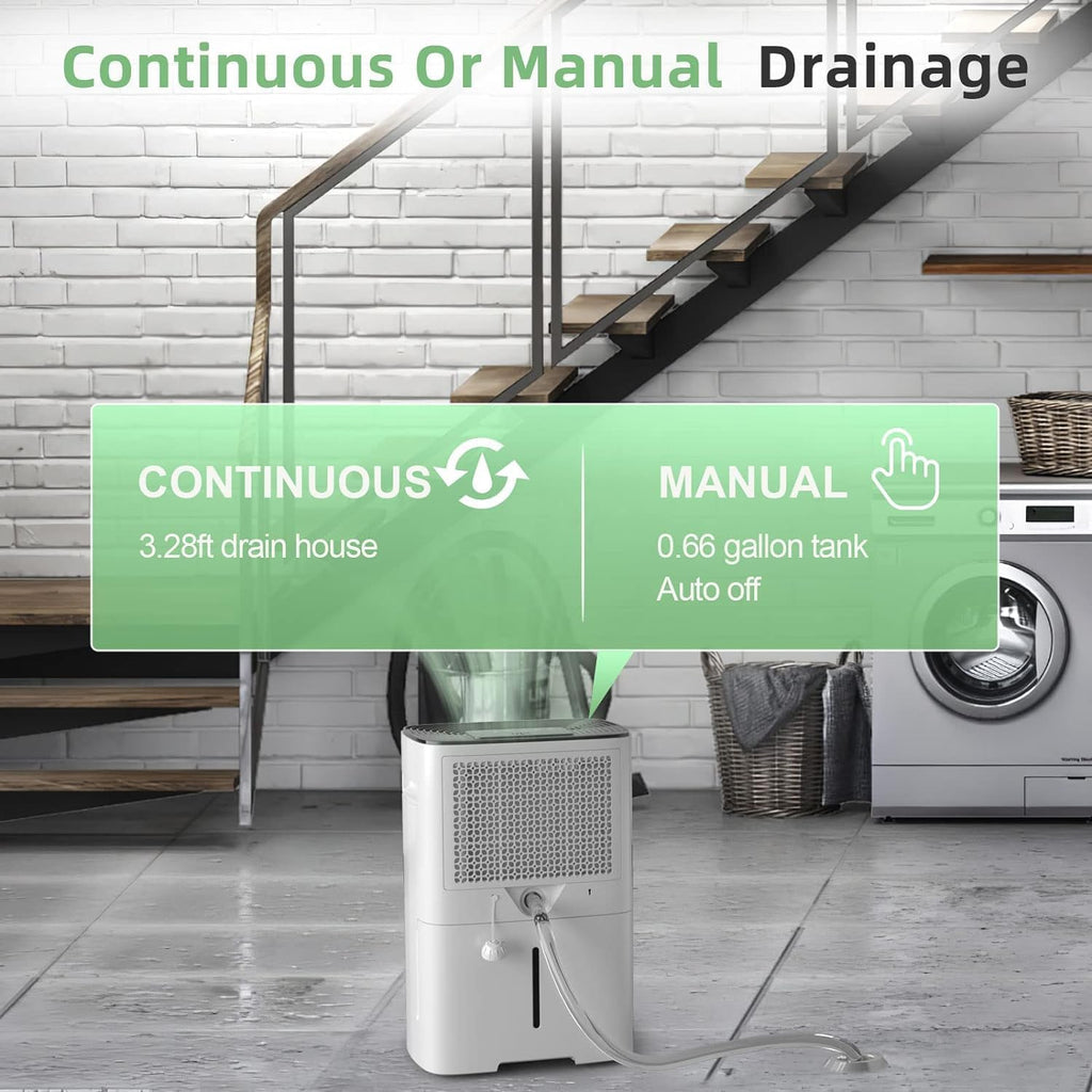 HOGARLABS 50 Pint Dehumidifiers for Home and Basements, with 3 Working Modes, Overflow Protection, and Auto Shut off Restart. Ultra Silent Dehumidifier with Drain Hose and Digital Control Panel.