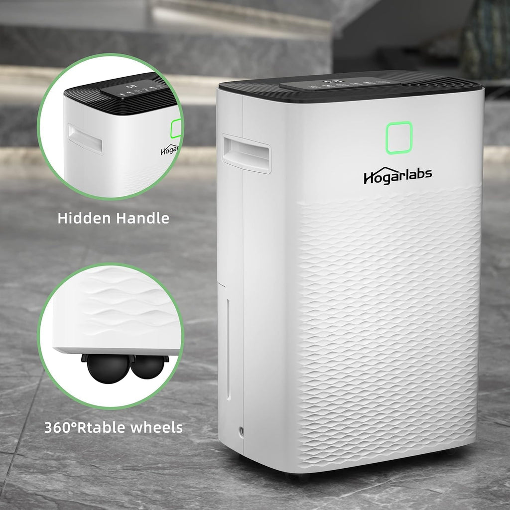 HOGARLABS 30 Pint Dehumidifier for Basement with Drain Hose, 24H Timer, 3 Modes, Auto Shut-off, Smart Humidity Control for Home Large Room Bedroom Bathroom