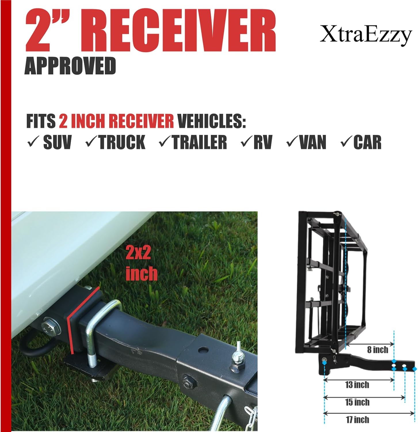 Hitch-Mount Bike Rack for Ebike Heavy-Duty - Fits 2 Electric/Fat-Tire, Fits 2' Receiver for Car SUV Truck RV Minivan