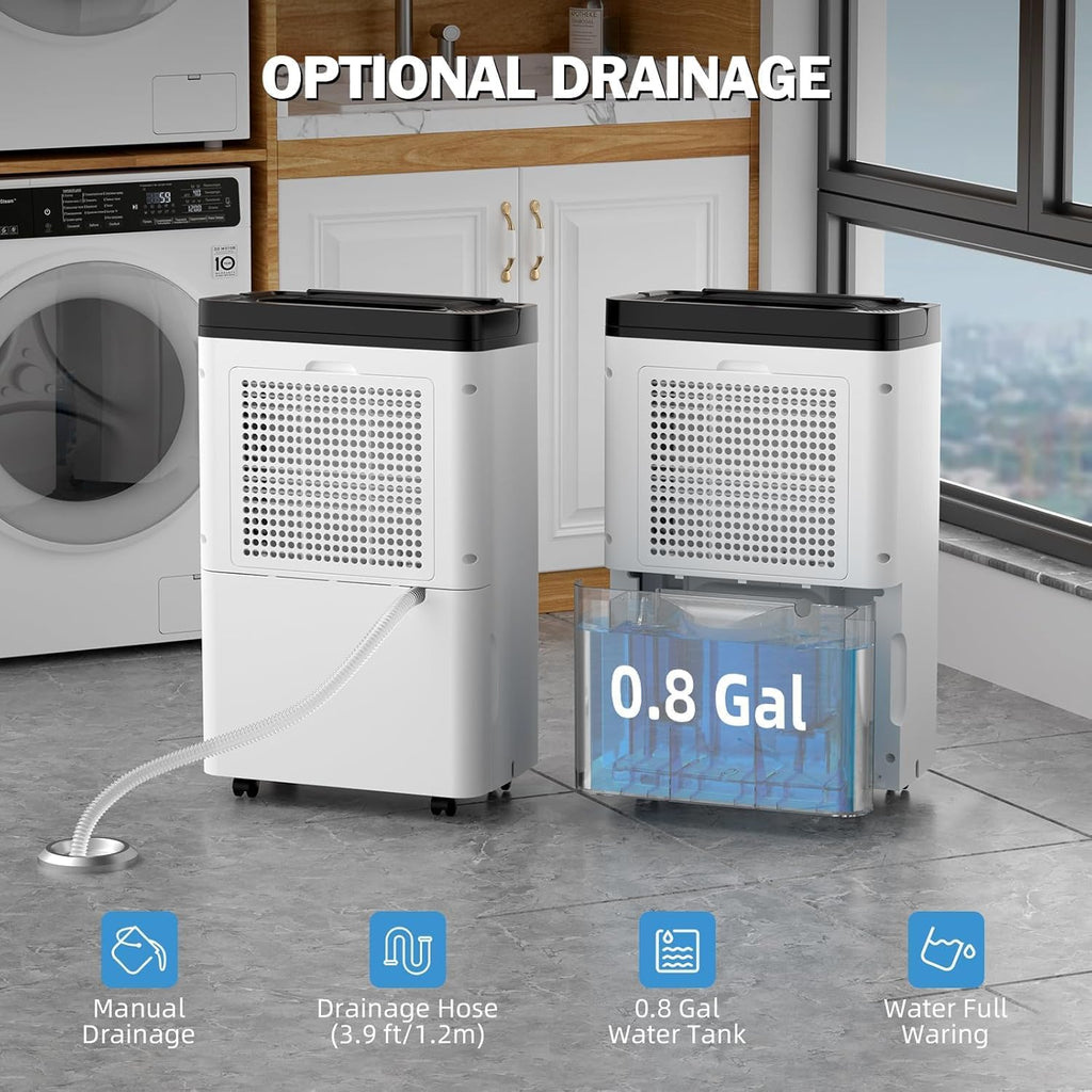 AIRPLUS 4500 Sq. Ft Dehumidifiers for Home, 70 Pints Dehumidifier for Basement with Drain Hose, Continuous Drainage, Intelligent Humidistat, Dehumidifier for bathroom, bedroom, Large Room, 1909