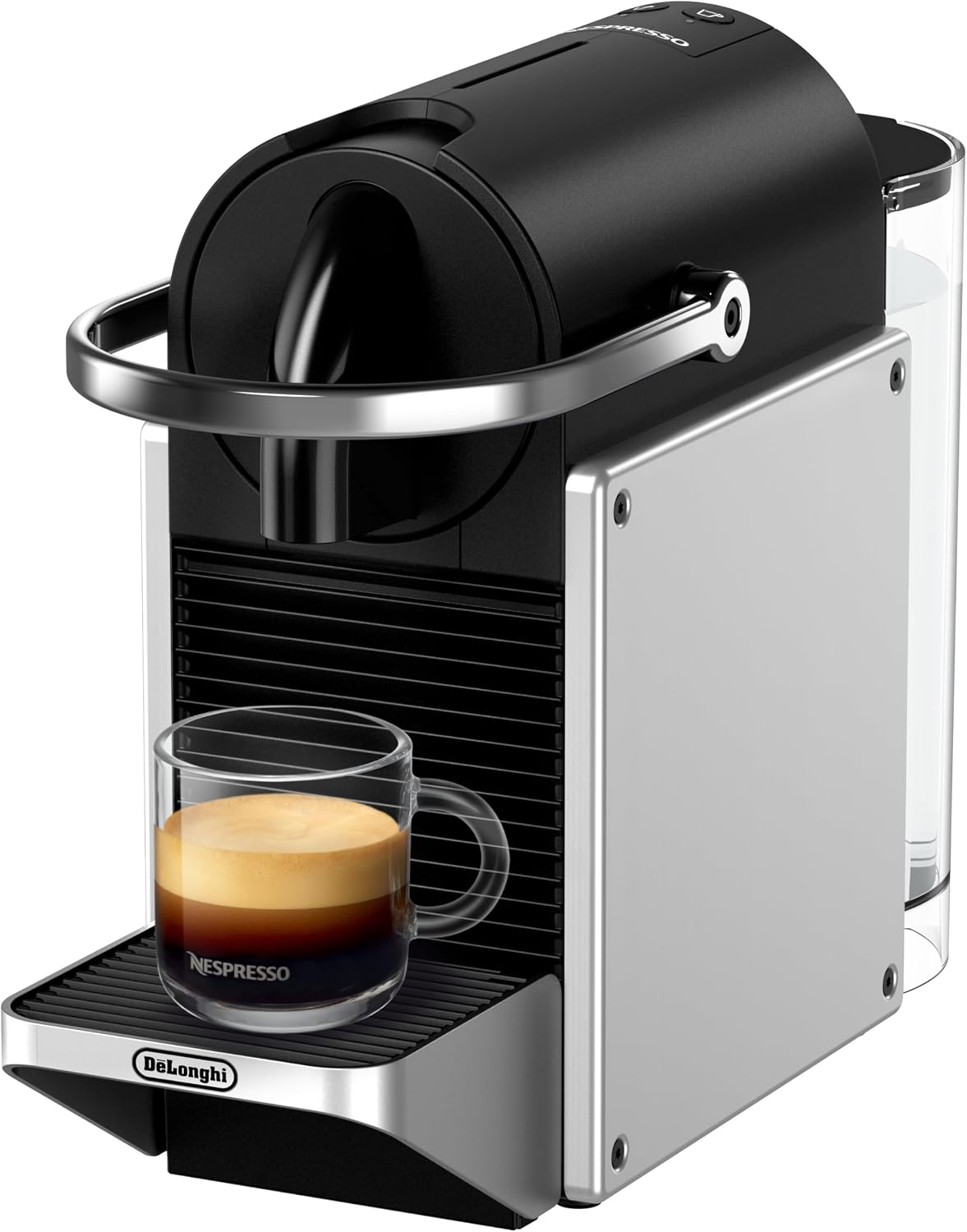 De′Longhi Nespresso Pixie EN127.S, Fully Automatic Coffee Machine, One-Button Coffee Machine with Multi-Function, Welcome Set Included, Compact Design, 19 Bar Pressure, 1260W, Silver