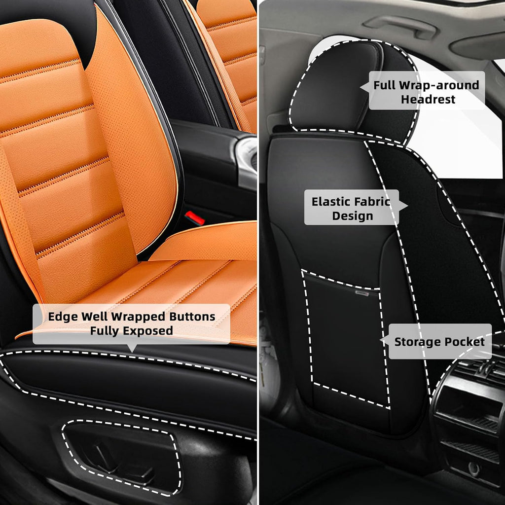 Car Seat Cover Fit for Ford Bronco Sport 2021-2025,Compatible Airbag Non-Slip Waterproof Seat Cover,Car Seat Protector Premium Interior (Standard 5 Seats,Black Orange)
