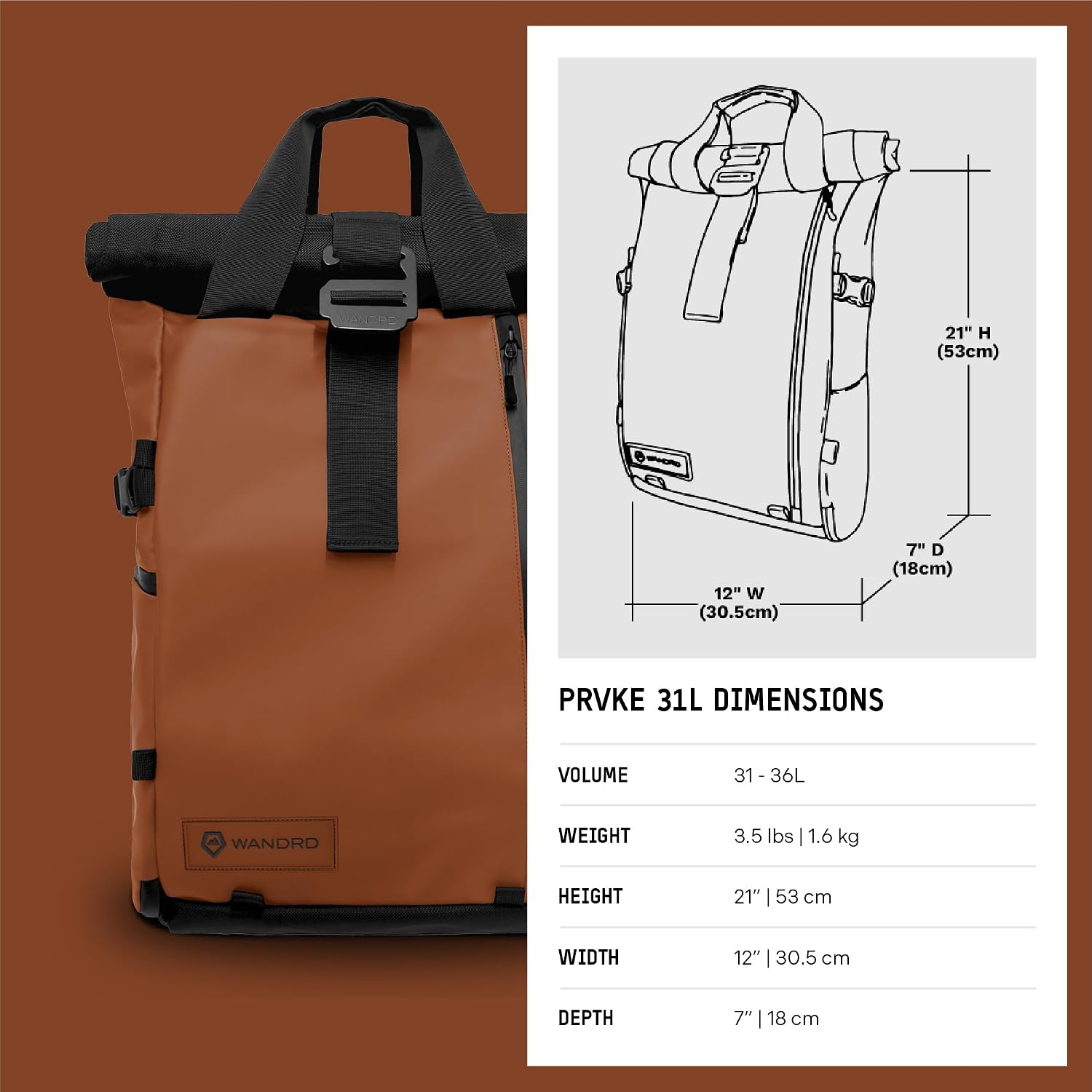 WANDRD PRVKE 31L Photography Bundle: Weather-Resistant Travel & Camera Backpack with Laptop Sleeve, Quick Side Access, Clamshell Opening – Ideal Photography & Travel Bag (Sedona Orange)