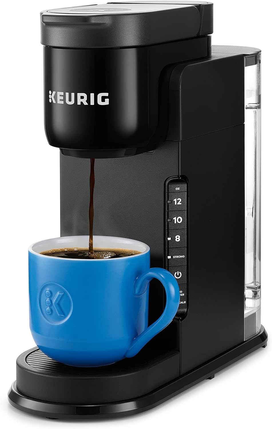 Keurig K-Express Coffee Maker, Single Serve K-Cup Pod Coffee Brewer, Black, 12.8' L x 5.1' W x 12.6' H & Travel Mug Fits K-Cup Pod Coffee Maker, 1 Count (Pack of 1), Stainless Steel