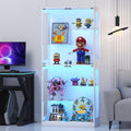 Lamtor 69-Inch Glass Display Cabinet - Adjustable Shelves Display Case, Curio Cabinet with RGB Lighting, for Game Room, Living Room, Bedroom, White