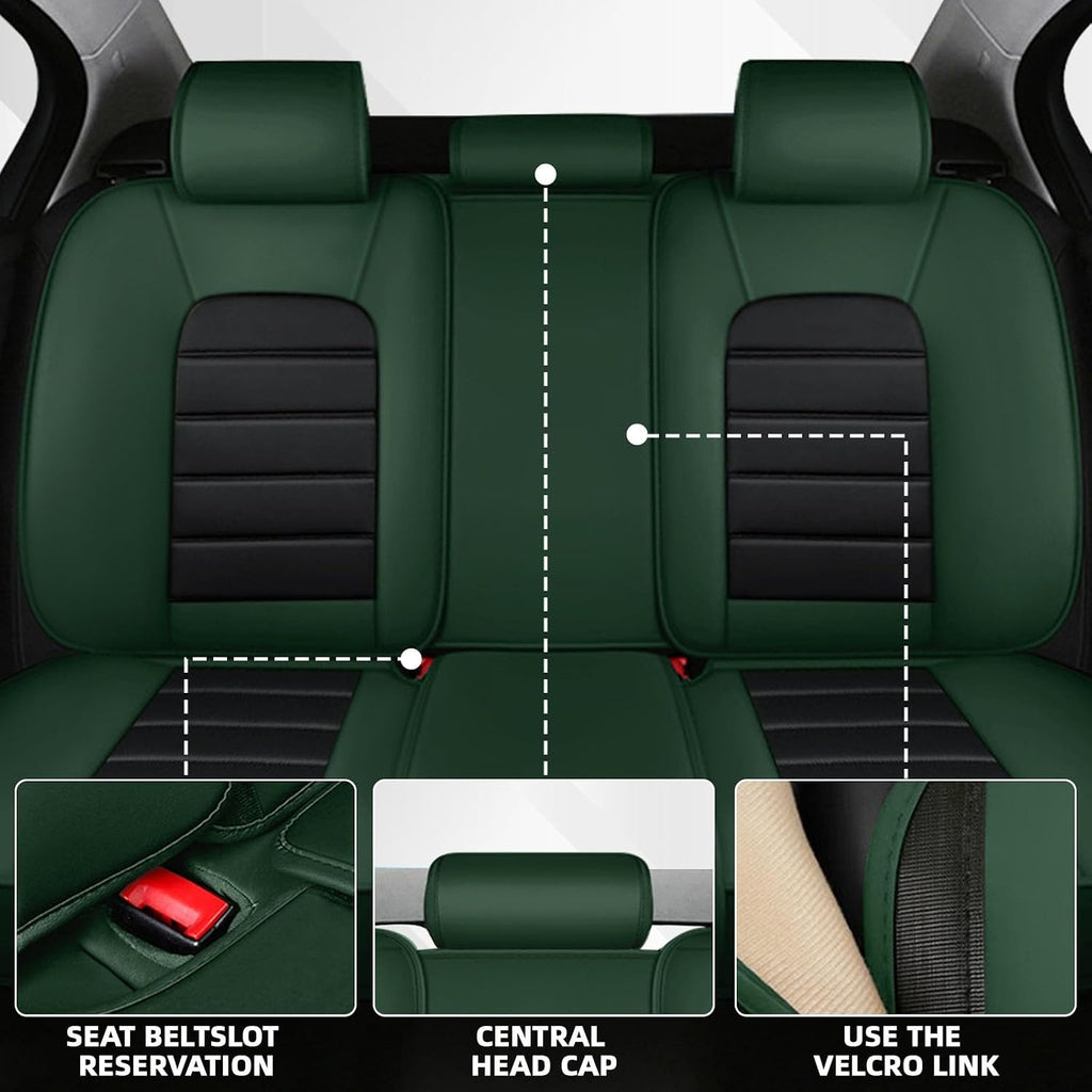 Car Seat Cover Fit for Chevy Avalanche 2002-2013,Compatible Airbag Non-Slip Waterproof Seat Cover,Car Seat Protector Premium Interior (Luxury 5 Seats,Black Green)