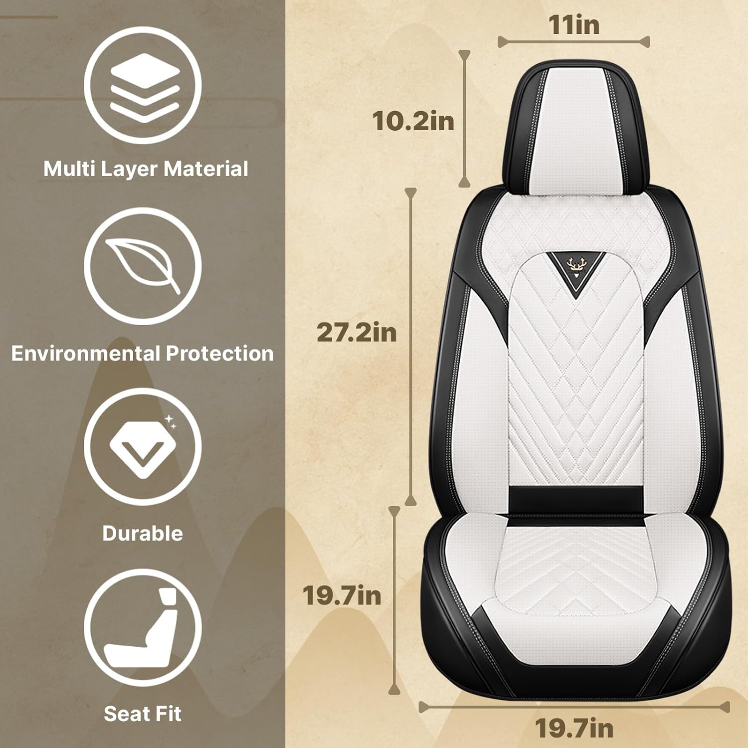 Fit for Ford Explorer 2000-2026 Seat Covers, Fashion Sport Seat Cover with Waterproof Leather, Airbag Safe Design Seat Protector (2 Front Seat Standard, Black White)