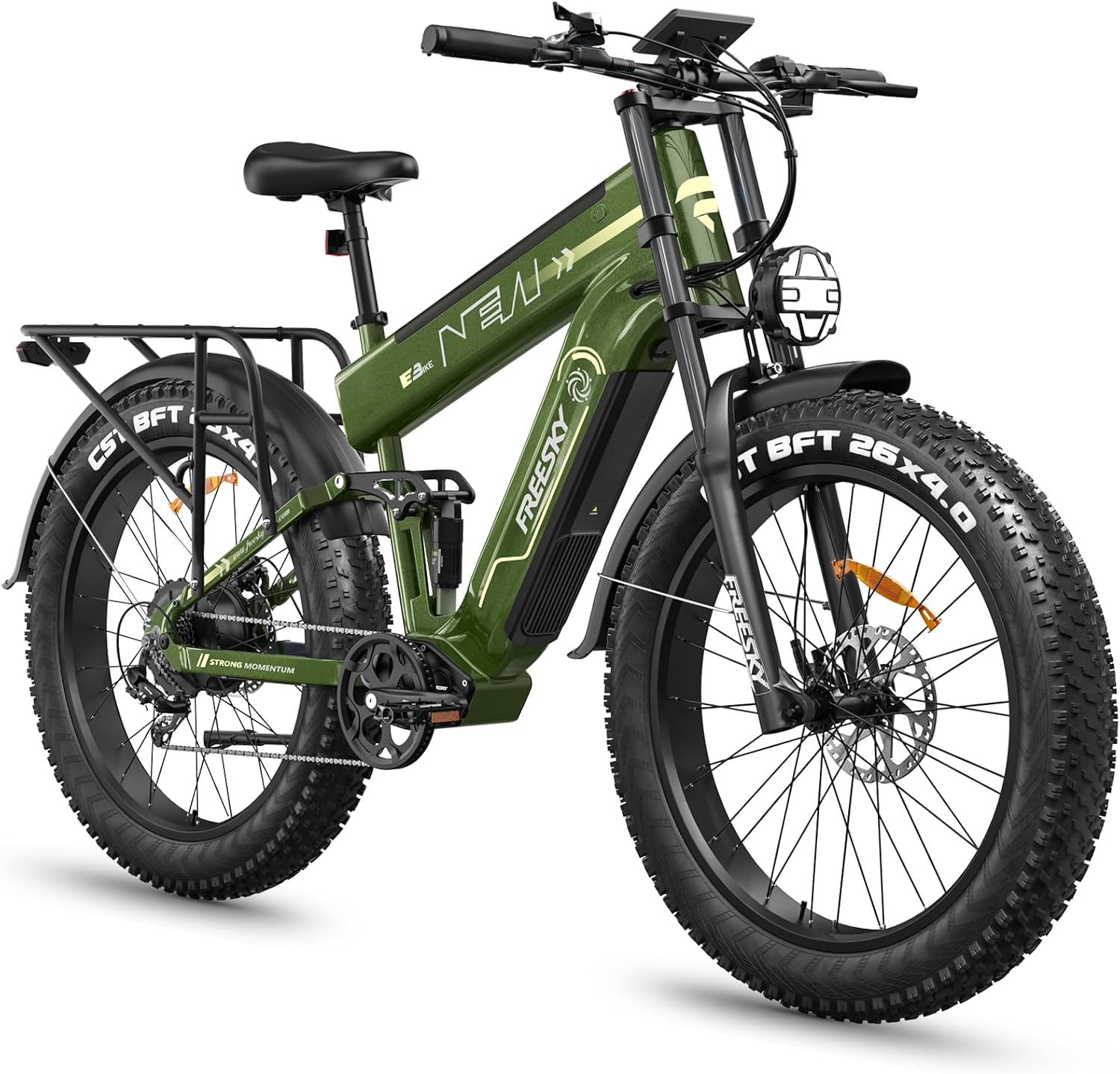 FREESKY 2026 Alaska Pro Dual Battery 48V 45AH 200 Miles 40MPH Electric Bike for Adult, 4000W High-Torque Motor Long Range Fat Tire Ebike, 26' Full Suspension Mountain E Bike, UL 2849 Certified by TÜV