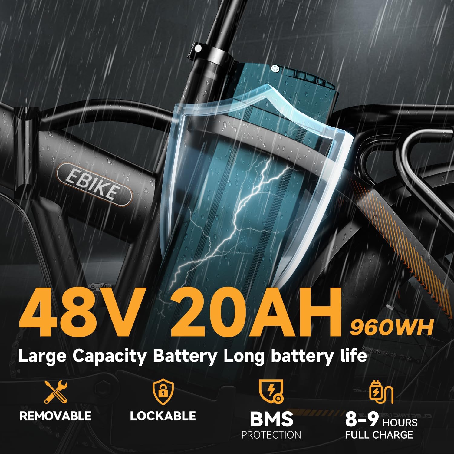 bluebiko 1000W Folding Electric Bike, 48V 20AH Large Removable Battery E Bike, 80 Miles Max Range, 20' Fat Tire Electric Bike for Adults, Adult Electric Bicycles for Commute Beach Snow