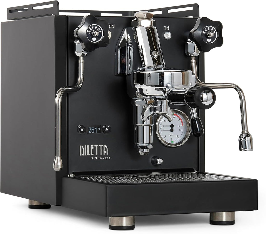 Diletta Bello+ Espresso Machine | E61 | PID Temperature Control | Shot Timer | Programmable Preinfusion | Handmade In Italy (Black)