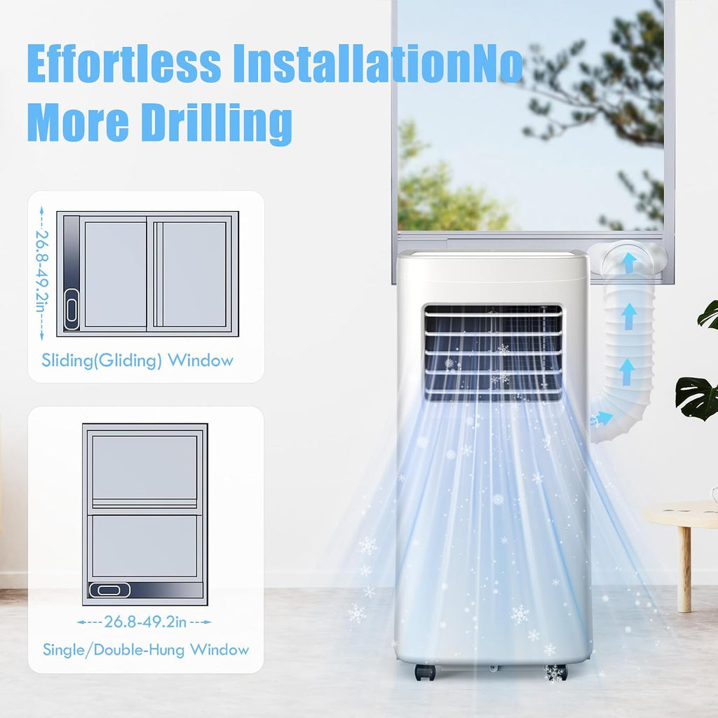 Portable Air Conditioner, 3-in-1 8500 BTU AC Unit with Fan & Dehumidifier – Quiet Cooling for Bedroom, Home Office up to 450 sq.ft, Includes Complete Window Mount Kit