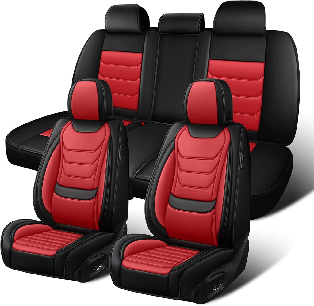 Fit for Jeep Gladiator 2020-2025 Custom Seat Covers, PU Leather Car Seat Covers, Full Coverage Protection, Thick Cushioning Seat Protectors(Standard Full Set/Black Red)