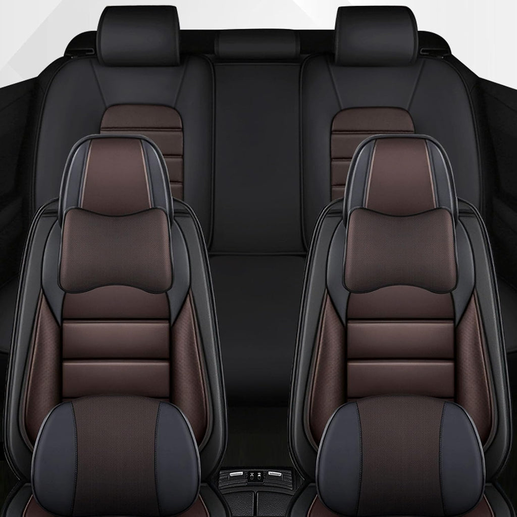Car Seat Cover Fit for Chevy Avalanche 2002-2013,Compatible Airbag Non-Slip Waterproof Seat Cover,Car Seat Protector Premium Interior (Luxury 5 Seats,Black Coffee)
