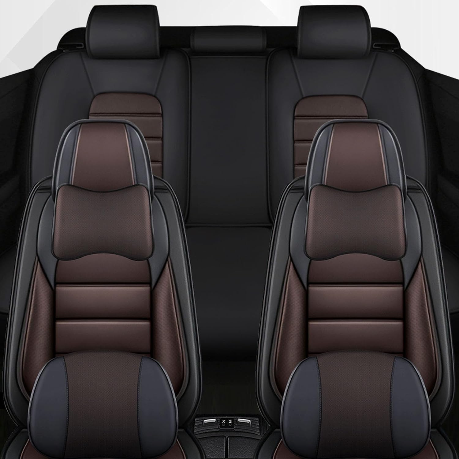 Car Seat Cover Fit for Chevy Avalanche 2002-2013,Compatible Airbag Non-Slip Waterproof Seat Cover,Car Seat Protector Premium Interior (Luxury 5 Seats,Black Coffee)