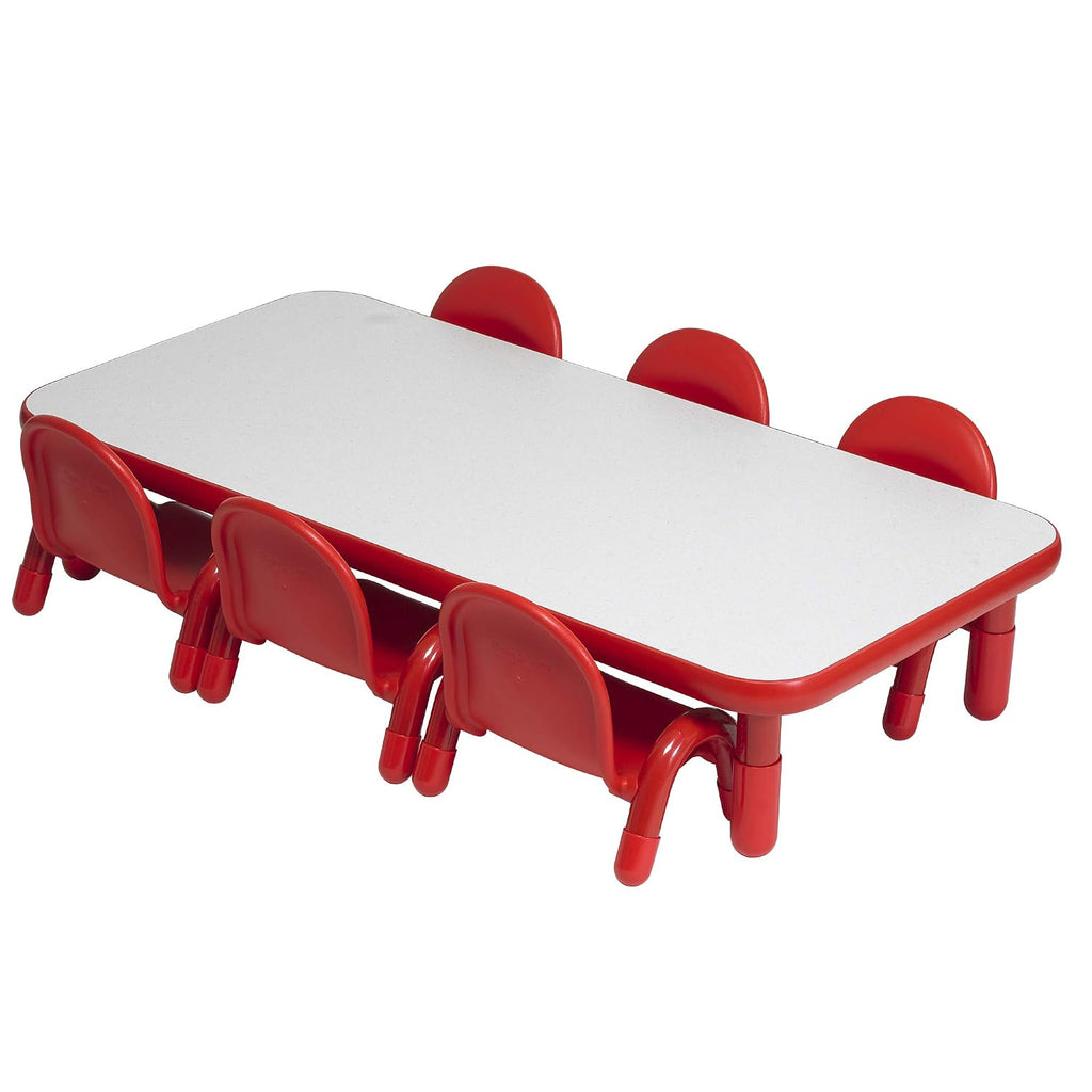 Children's Factory BaseLine Toddler Table & 6 Chairs Set, Daycare Seating for Toddlers, Toddler Desk & Chairs, Red