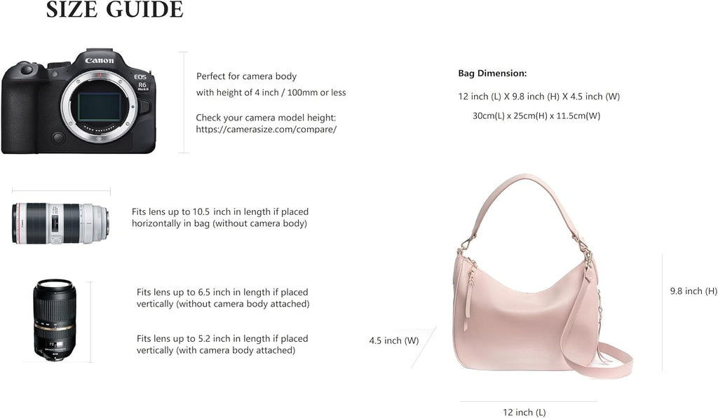 Meliae Camera Bag for Women, DSLR Mirrorless Camera Purse, Leather Shoulder Crossbody Hobo Travel Tote